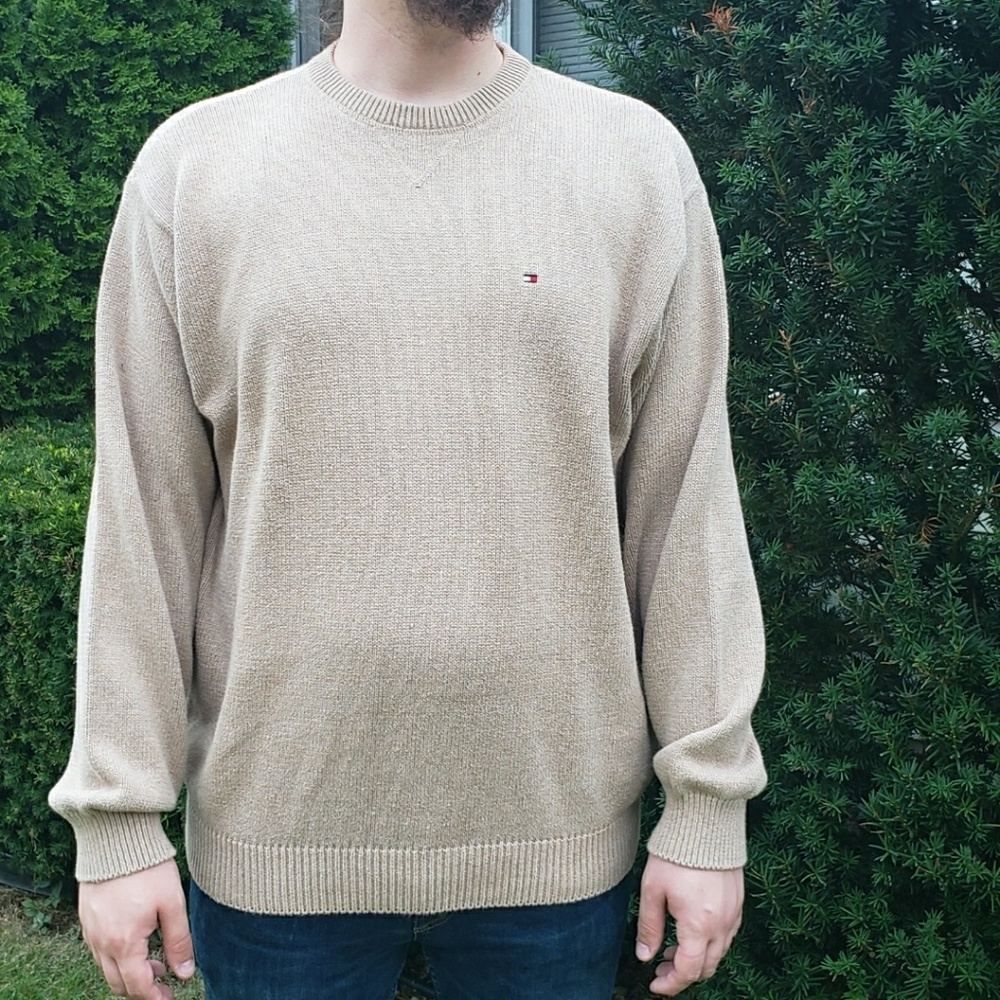 Tommy Hilfiger beige oversized grandpa sweater